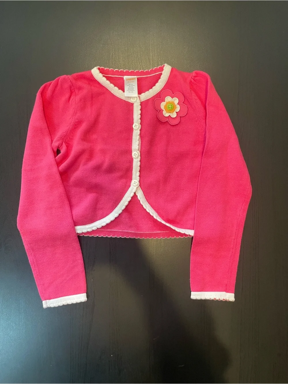 Gymboree Bright Pink Knit Cardigan with Flower Applique